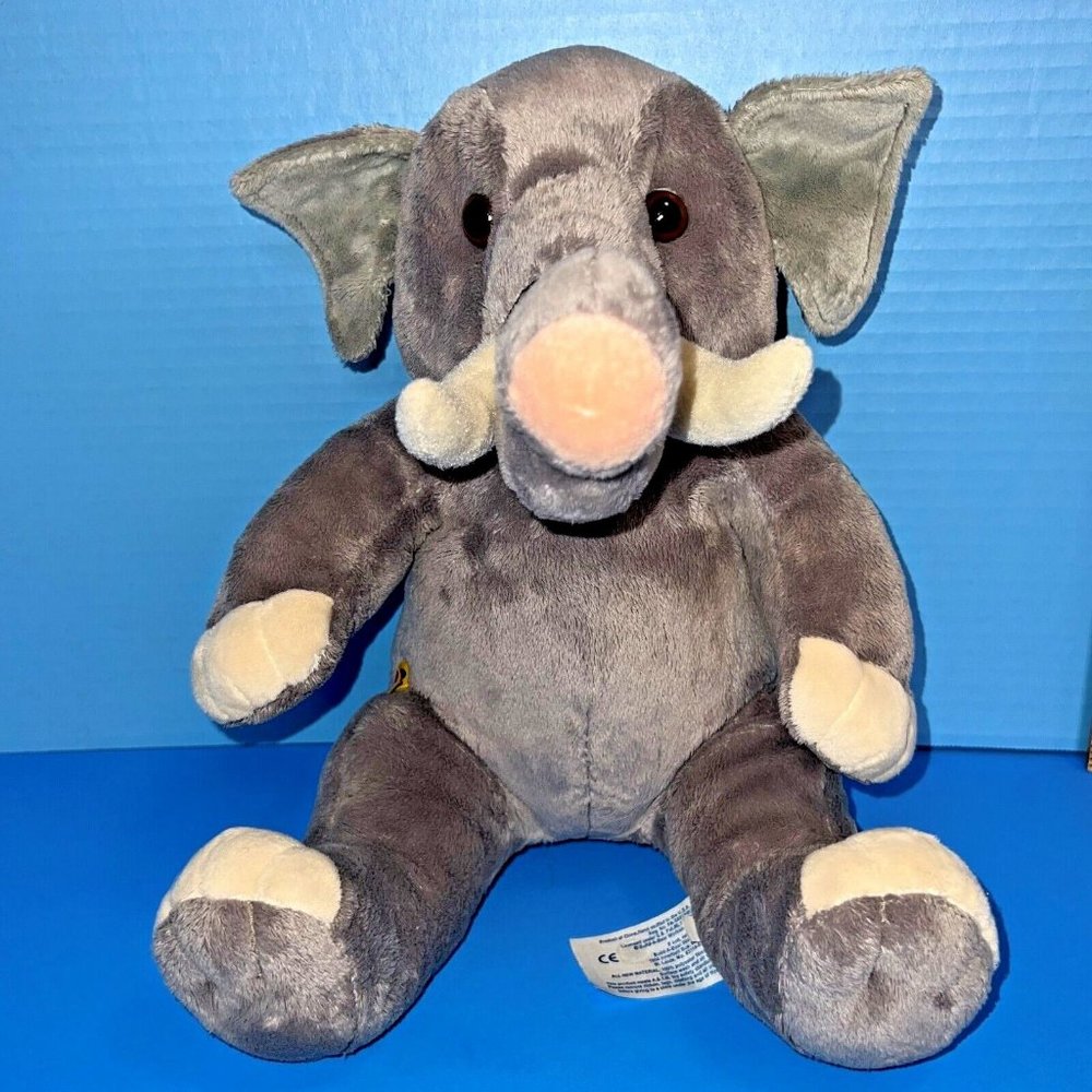 Build A Bear Gray Elephant Tusks Plush St. Louis Zoo Green Leaves Tush Tag 2010